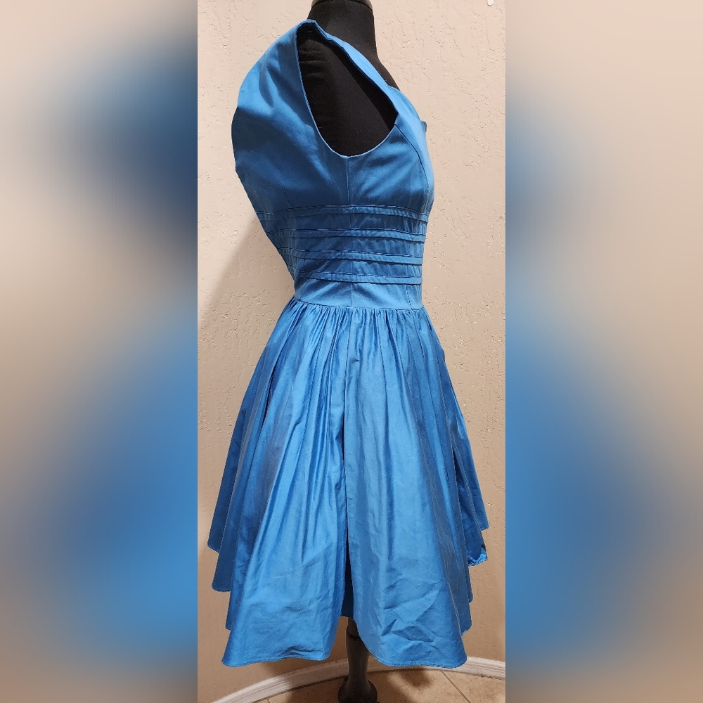 Unique Vintage Blue cotton blend Crinoline dress M - Picture 3 of 9